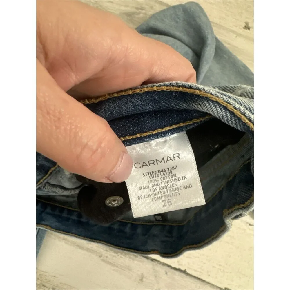 Carmar Distressed Boyfriend Womens Jeans Size 26‎ D462287 Los Angeles High Rise